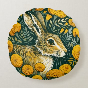 Hare Marigold                                      Round Pillow by BoogieMonst at Zazzle