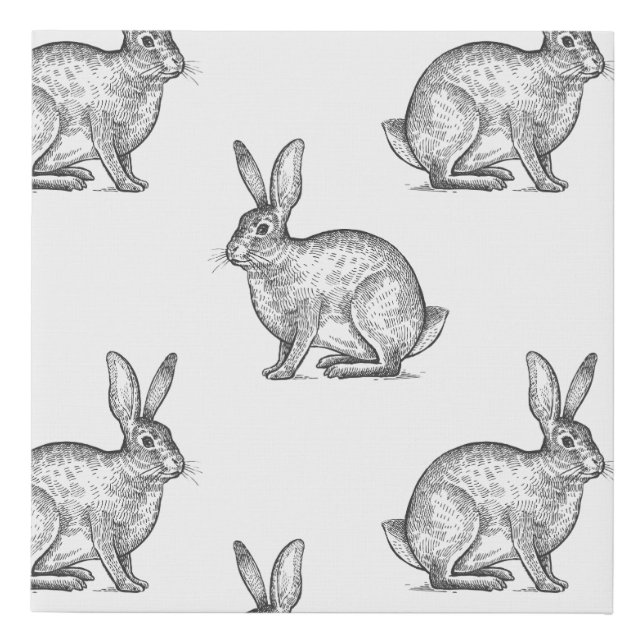 Hare or rabbit. Seamless pattern with forest anima Faux Canvas Print (Front)