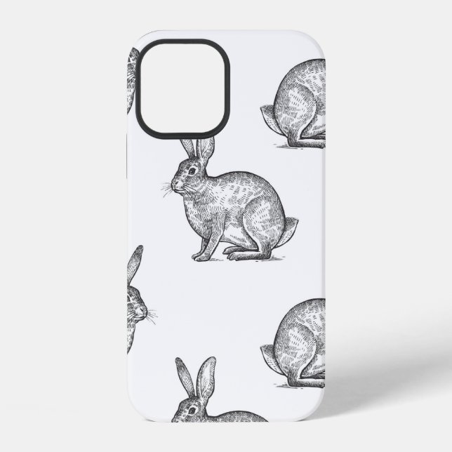 Hare or rabbit. Seamless pattern with forest anima Iphone Case (Back)