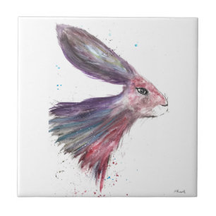 Hare Rabbit Animal watercolor Purple Vintage  Ceramic Tile