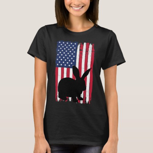 Hare Rabbit Hunter American Flag Patriotic Men Wom T_Shirt