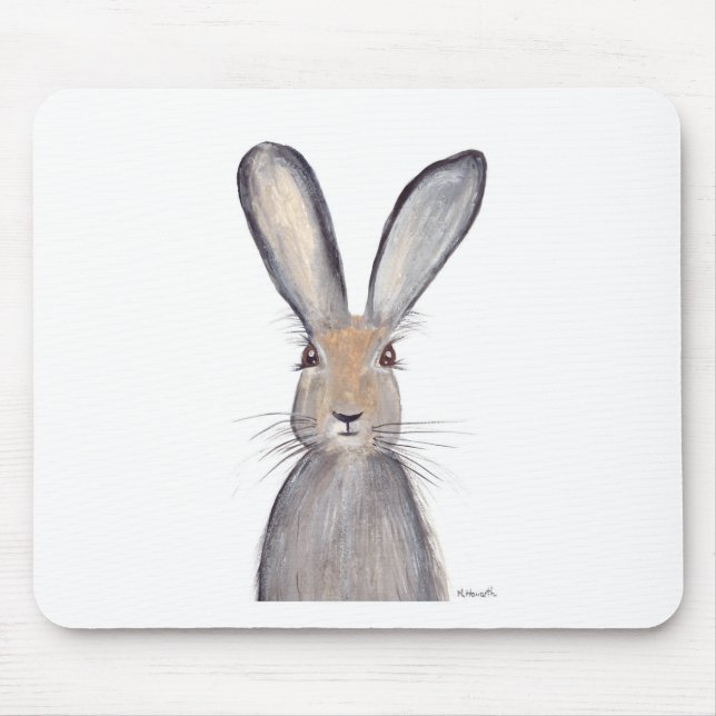 Hare rabbit watercolor mouse pad (Front)