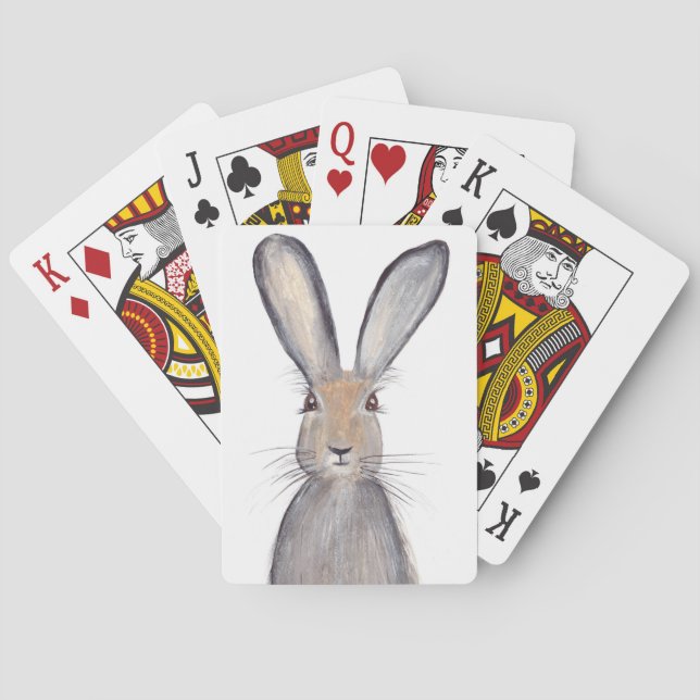 Hare rabbit watercolor poker cards (Back)