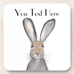 Hare rabbit watercolor Wildlife Animal Cute Beverage Coaster
