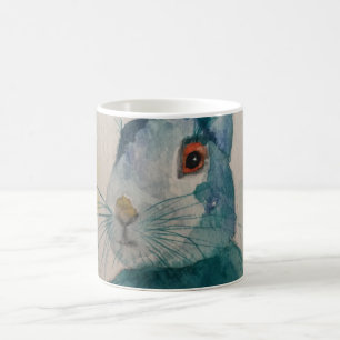 Hare Rabbit Watercolour Blue  Coffee Mug