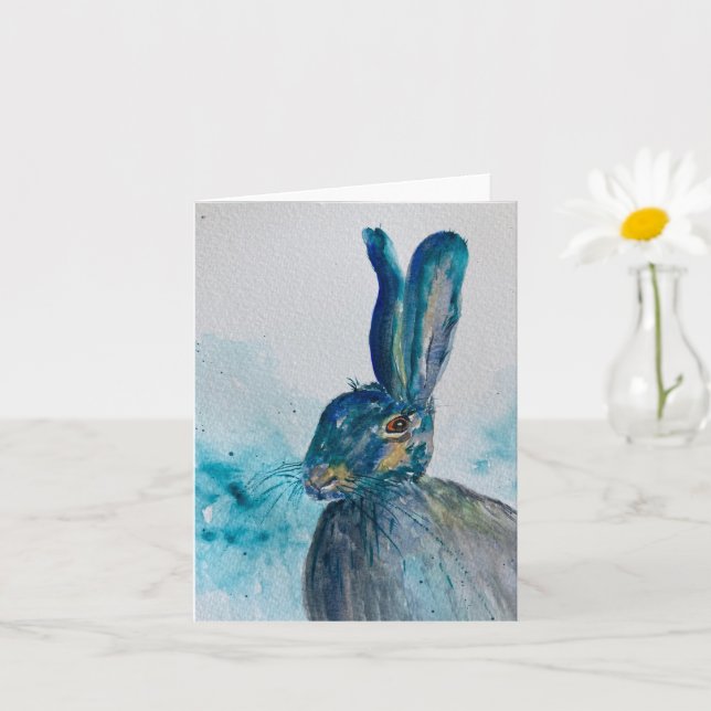 Hare Rabbit Watercolour card (Small Plant)