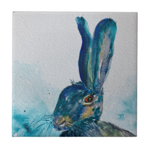 Hare Rabbit Watercolour Ceramic Tile