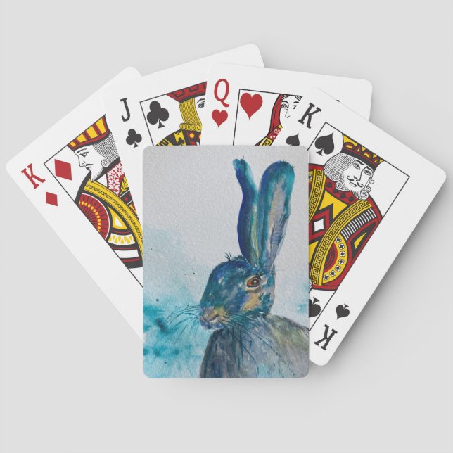 Hare Rabbit Watercolour     Poker Cards (Back)