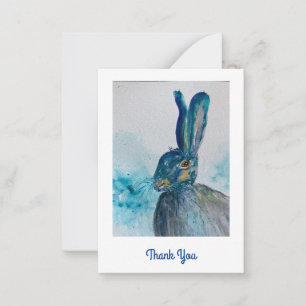 Hare Rabbit Watercolour Thank you card