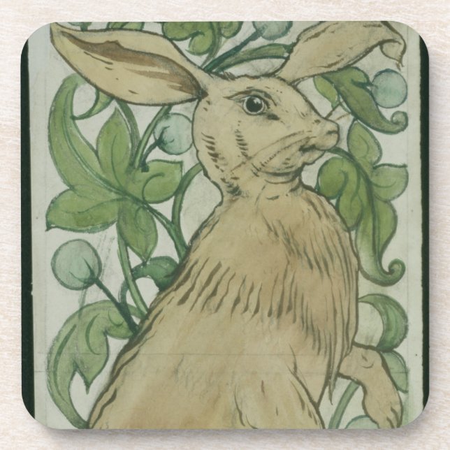 Hare (w/c on paper) drink coaster (Front)