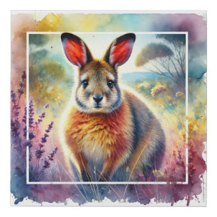 Hare Wallaby 030924AREF125 - Watercolor Faux Canvas Print