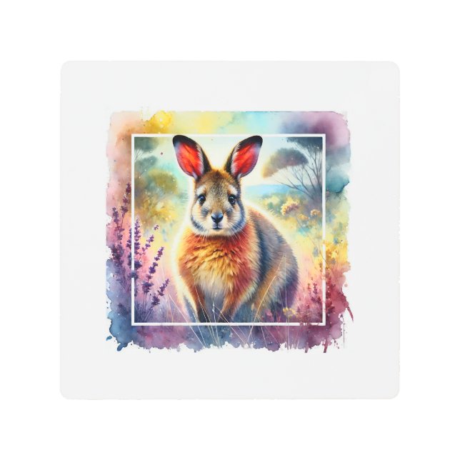 Hare Wallaby 030924AREF125 - Watercolor Metal Print (Front)