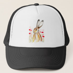 Hare Watercolor Easter Rabbit Animal Rustic Floral Trucker Hat
