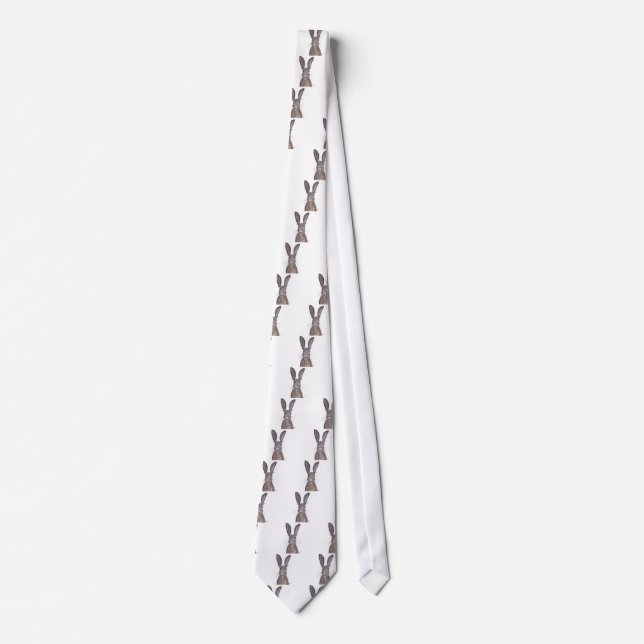 Hare watercolor rabbit art neck tie (Front)
