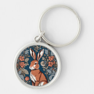 Hare William Morris Inspired Floral Keychain