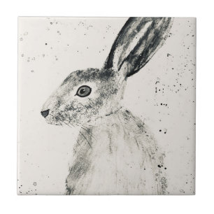 Hare woodland animals rabbit vintage tile