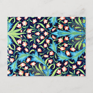 Harebell, vintage pink and white floral design postcard