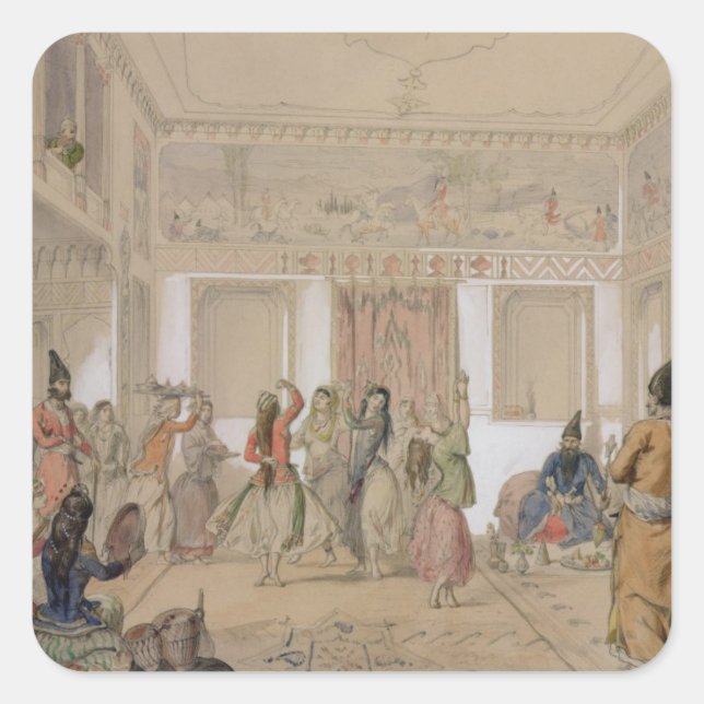 Harem Feast, Tehran (pencil & w/c on paper) Square Sticker (Front)