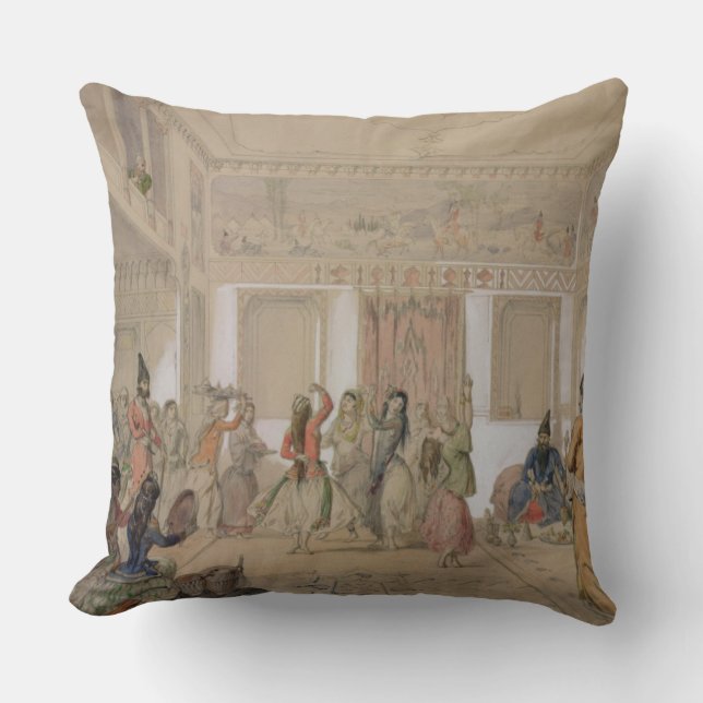 Harem Feast, Tehran (pencil & w/c on paper) Throw Pillow (Front)