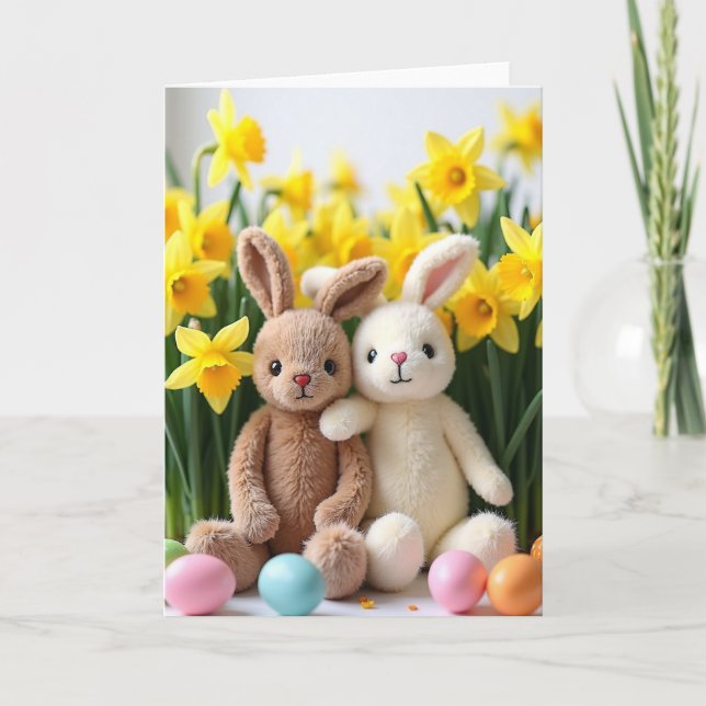 Hares And Flowers Spring Card (Front)