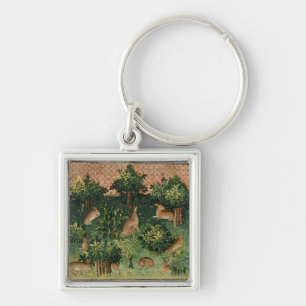 Hares in a Wood Keychain