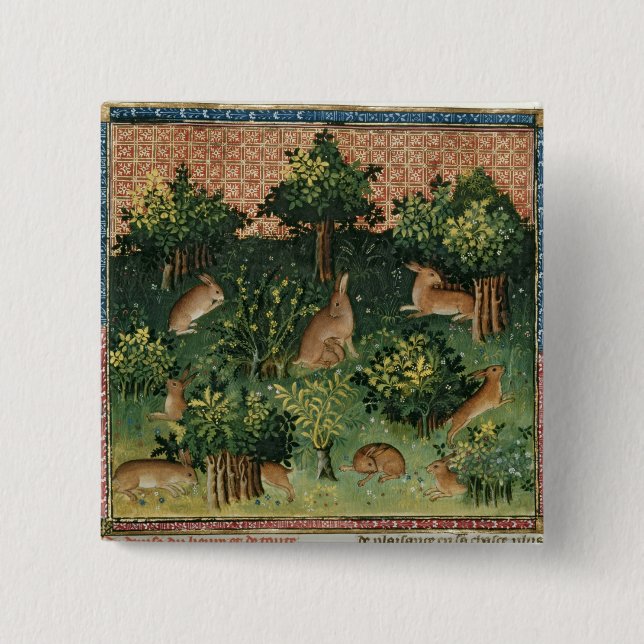 Hares in a Wood Pinback Button (Front)