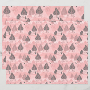 Hares in The Autumn Forest Pink