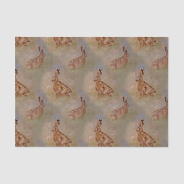 Hares, rabbitss dandelions summer tissue paper (Front)