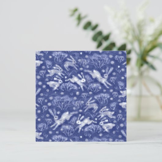 Hares Snow Field White Rabbits Winter Animal Blue (Standing Front)