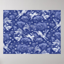 Hares Snow Field White Rabbits Winter Animal Blue 