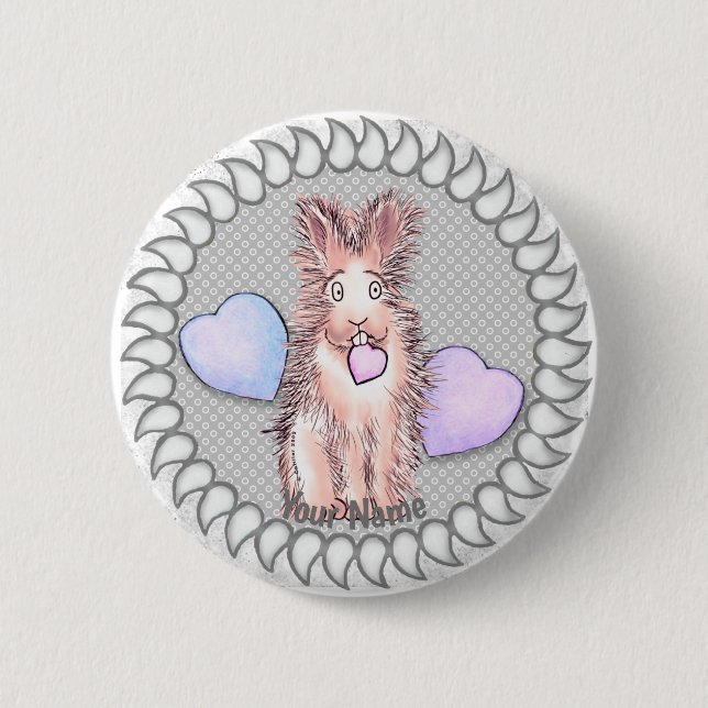 Harey Rabbit Heart  pin button (Front)