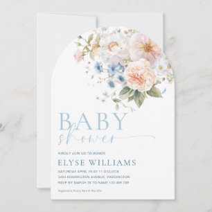 Hargrove Blue Floral Baby Shower Arch Invitation