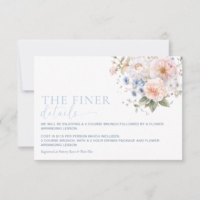 Hargrove Blue Floral Baby Shower Details Card (Front)