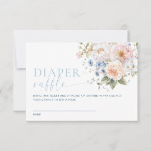 Hargrove Blue Floral Diaper Raffle Ticket Card