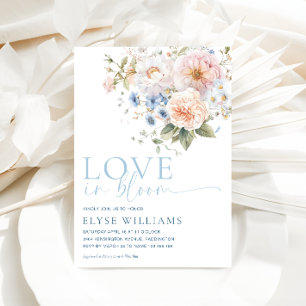 Hargrove Blue Floral Love In Bloom Bridal Shower Invitation