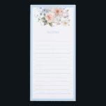 Hargrove Blue Floral Notes Magnetic Notepad<br><div class="desc">This notepad features a soft watercolor floral design. The text is fully editable. For more advanced customization of this design,  simply select the "Customize It" button above.</div>
