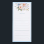 Hargrove Blue Floral Notes Magnetic Notepad<br><div class="desc">This notepad features a soft watercolor floral design. The text is fully editable. For more advanced customization of this design,  simply select the "Customize It" button above.</div>