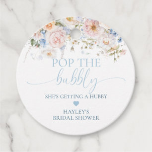 Hargrove Blue Floral Pop The Bubbly Champagne Favor Tags