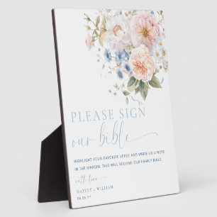 Hargrove Blue Sign Our Bible Wedding Guest Book Plaque