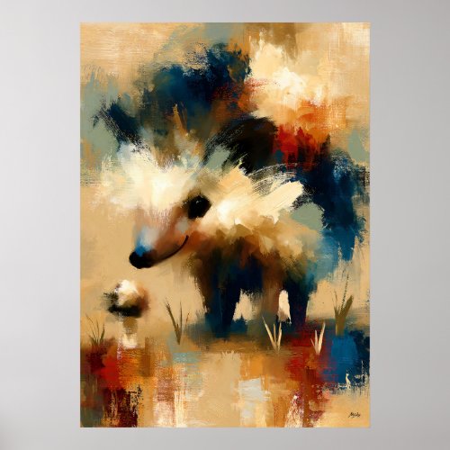 Harinezumi Mushroom Cute Baby Hedgehog Kawaii Art Poster