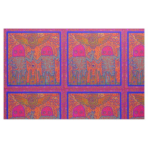 Haring Inspired Airplane Fantasy Fabric