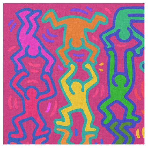 Haring Inspired Diversity Design Fabric