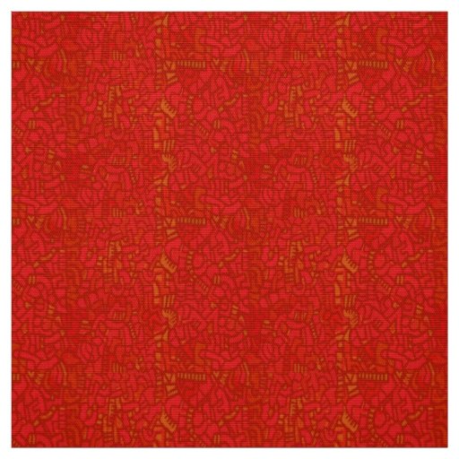 Haring Inspired Mosaic Red Fabric
