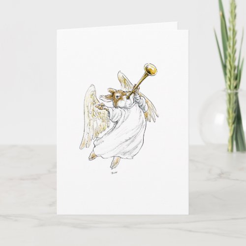 Hark Angel Rabbit with Trumpet Card