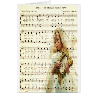 Hark the angels sing on vintage music sheet cards