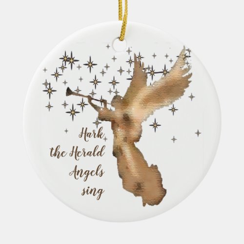 Hark the Herald Angels Sing Christmas Ceramic Ornament