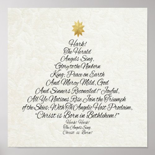 Hark the Herald Angels Sing Christmas Tree Poster