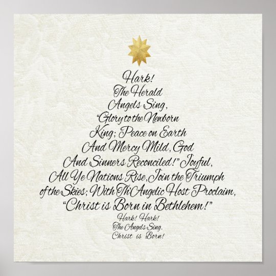 Hark the Herald Angels Sing Christmas Tree Poster | Zazzle.com