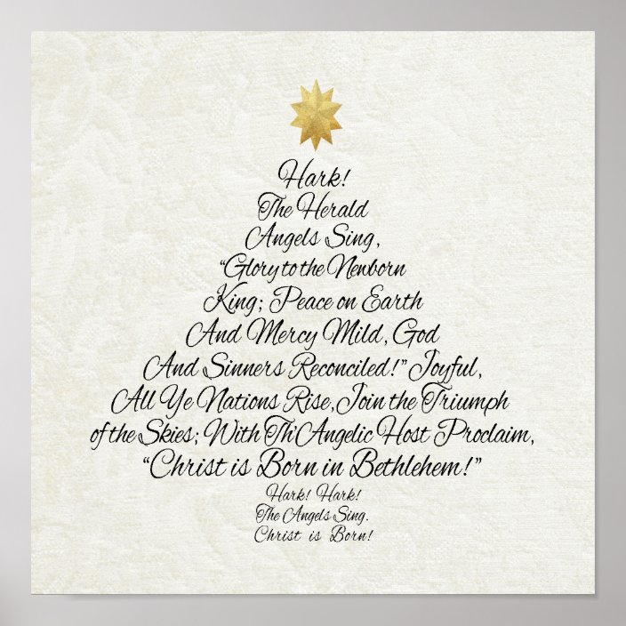 Hark the Herald Angels Sing Christmas Tree Poster