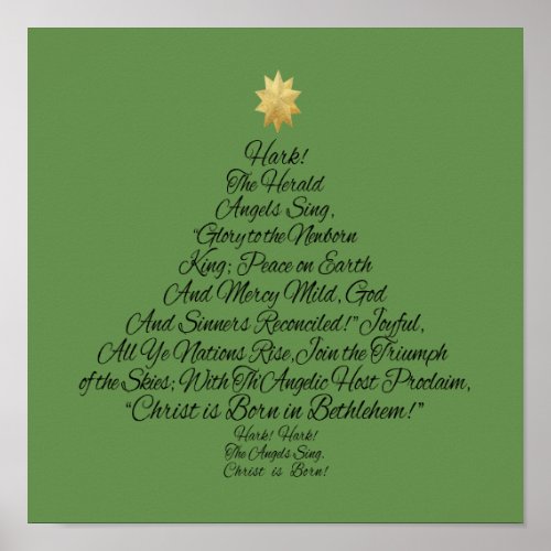 Hark the Herald Angels Sing Christmas Tree Poster